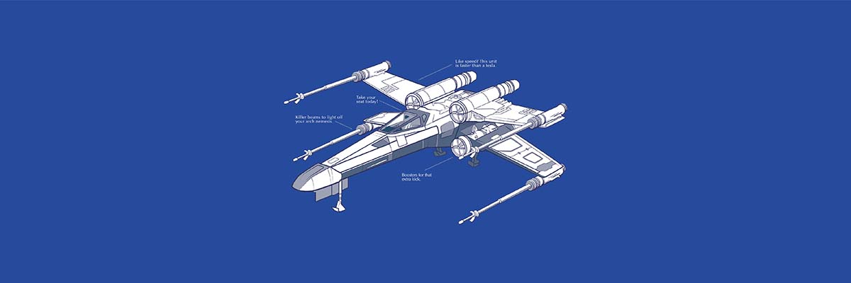 Fifth slide, close-up of x-wing